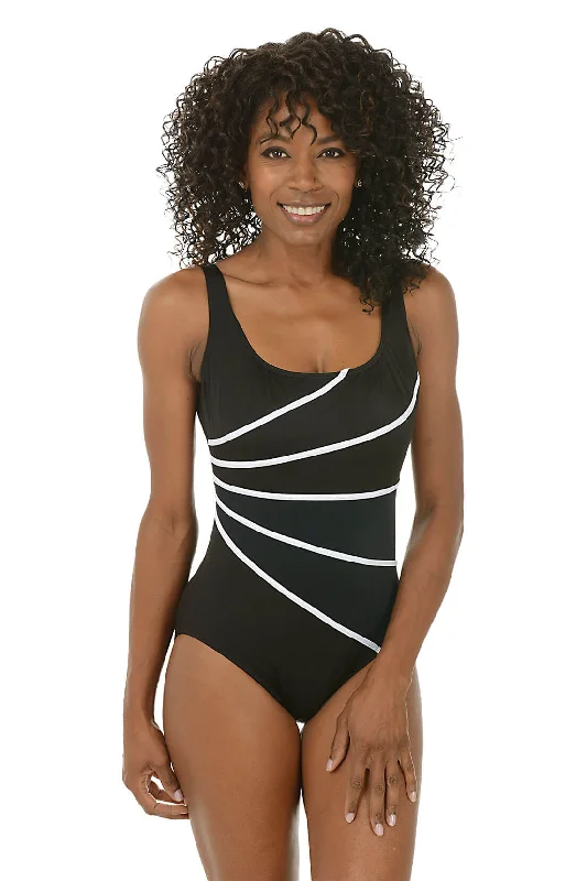 Black Fan Tank Swimsuit