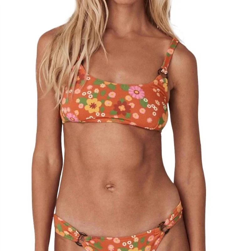 Pomelia Ring Scoop Top Bikini In Retro Sun