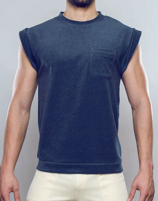 Terry Towelling Tank - Navy