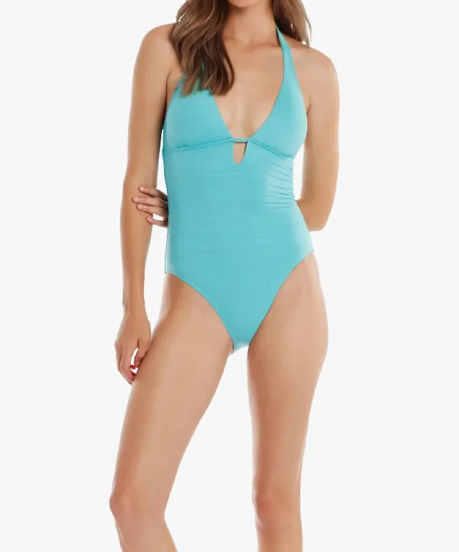 Kara Keyhole One Piece Swimsuit In Seafoam