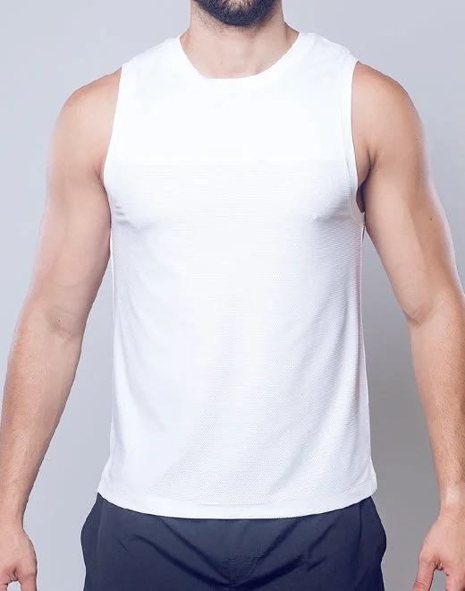 Solid & Mesh Tanktop - White