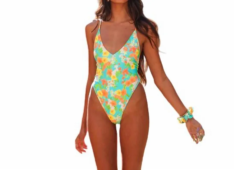 Plunge Cross Back One Piece In Sunkissed Soul