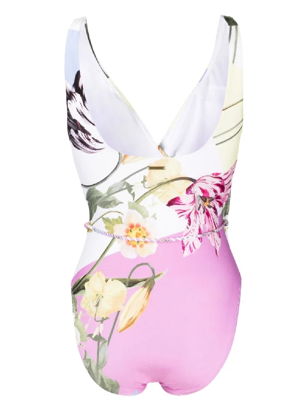 Ted Baker Rozieh White Pastel Print Wrap One Piece Swimsuit