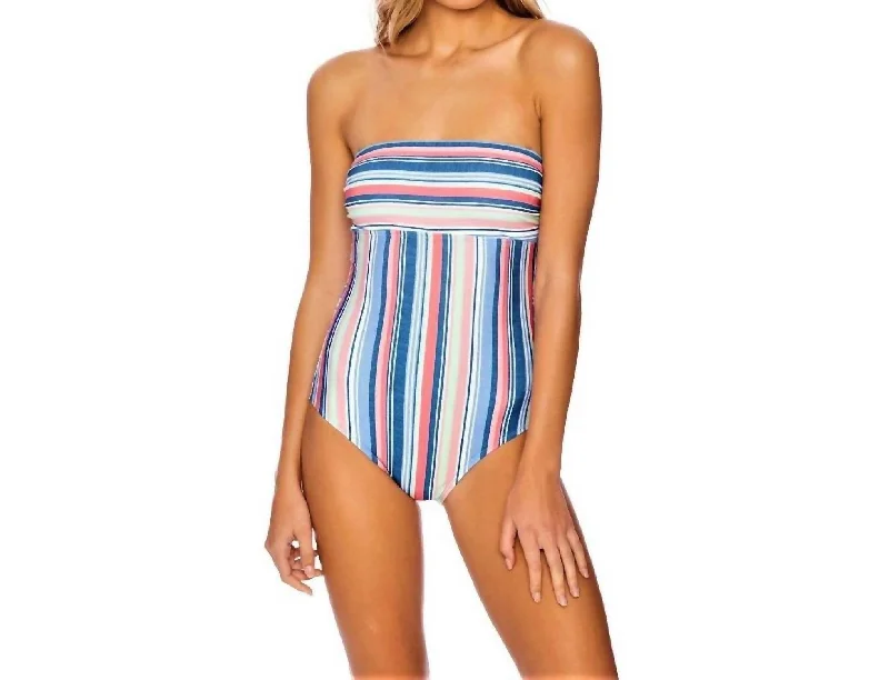 Bandeau One Piece Swimsuit In Holding Pattern Multi