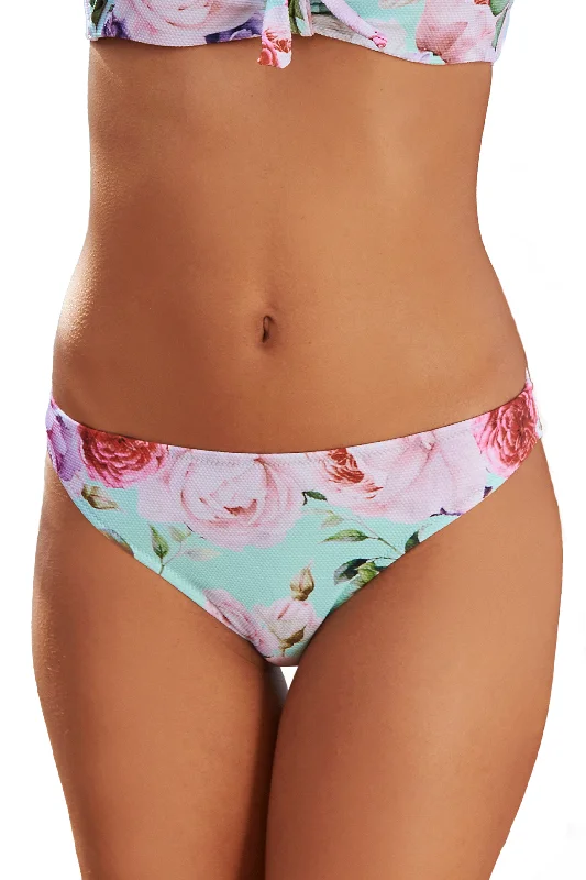 LASCANA Women's Floral Textured Classic Bikini Bott