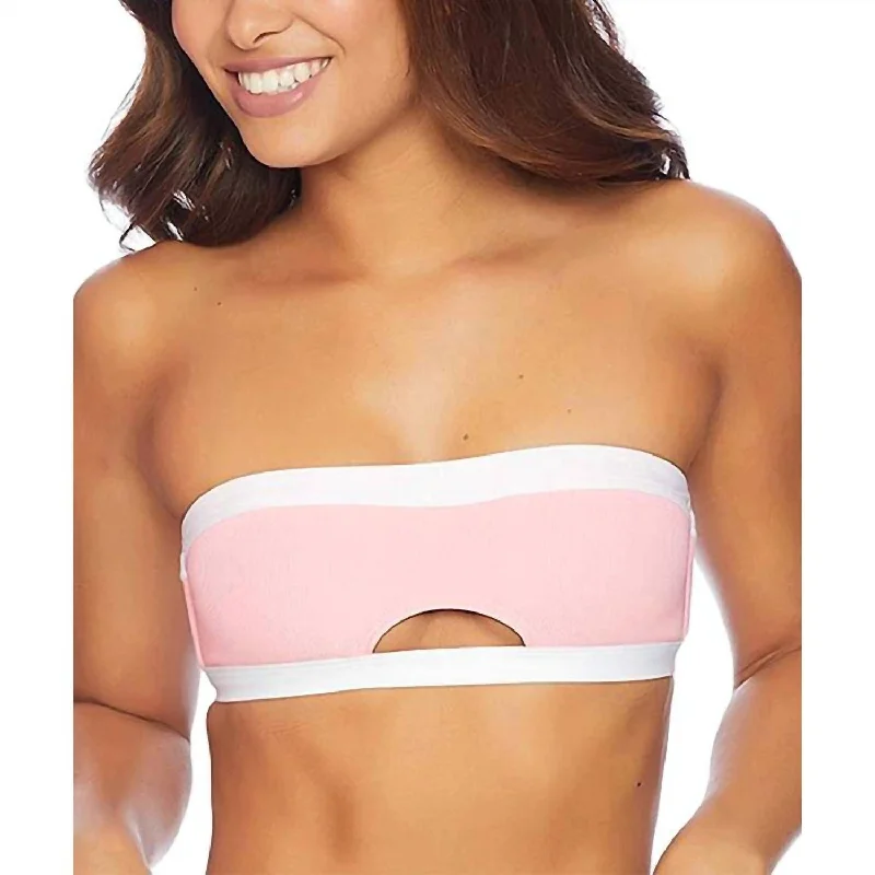 Color Blocked Bandeau Bikini Top In Pink