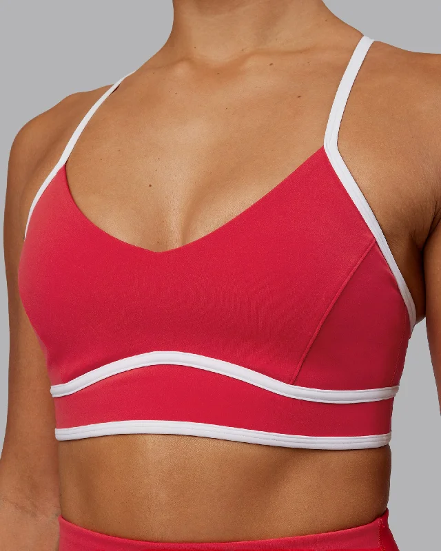 Contrast Sports Bra - Scarlet-White