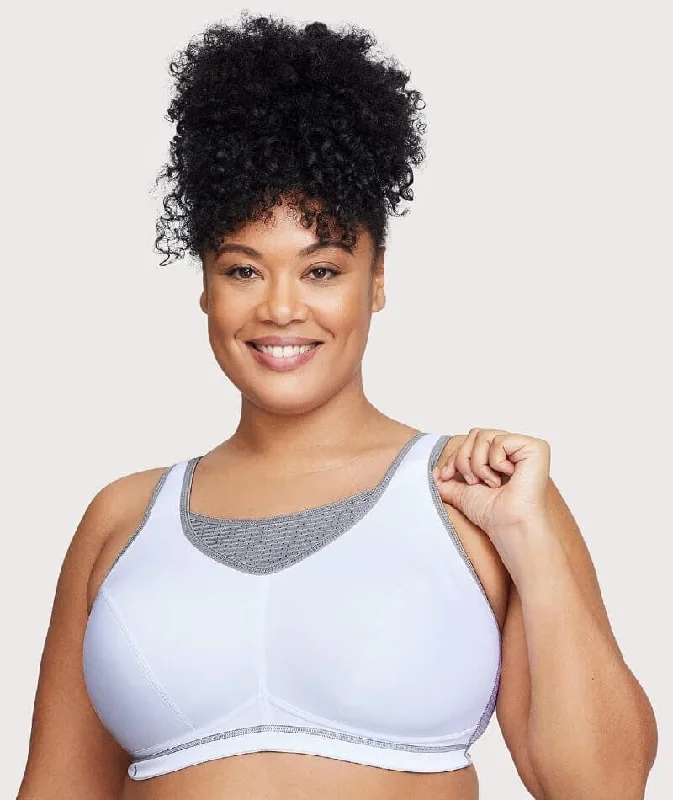 Glamorise No-Bounce Camisole Elite Wire-Free Sports Bra - White/Gray