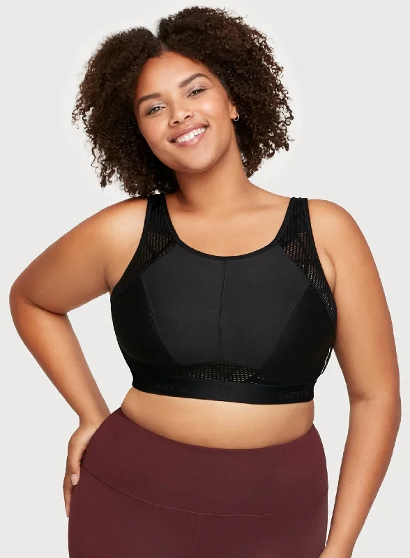 Glamorise: No-Sweat Mesh Medium Support Sports Bra Black