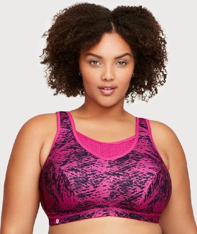 Glamorise No-Bounce Camisole Elite Wire-Free Sports Bra - Fuchsia Print