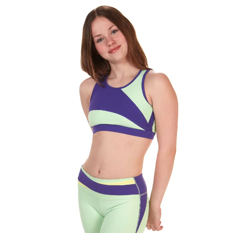 Level Up! Sports Bra - Purple and Mint