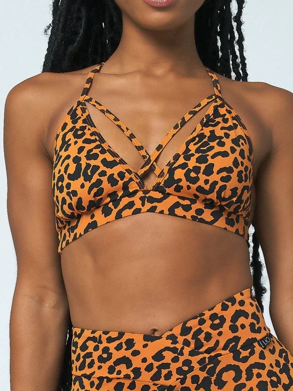 ZASUWA Female Sexy Leopard Print Cross Sports Bras