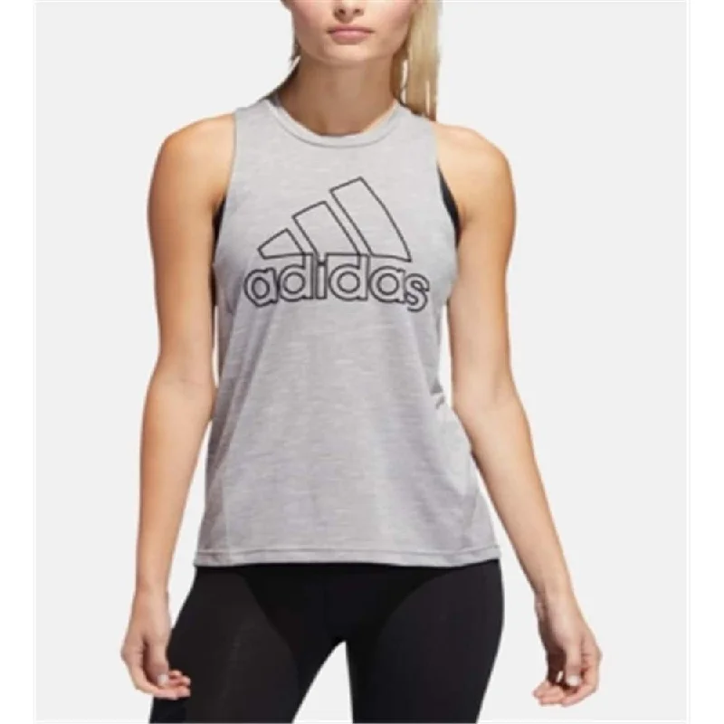 Adidas Women's Sport 2 Street Logo Racerback Tank Top Gray Size XXS