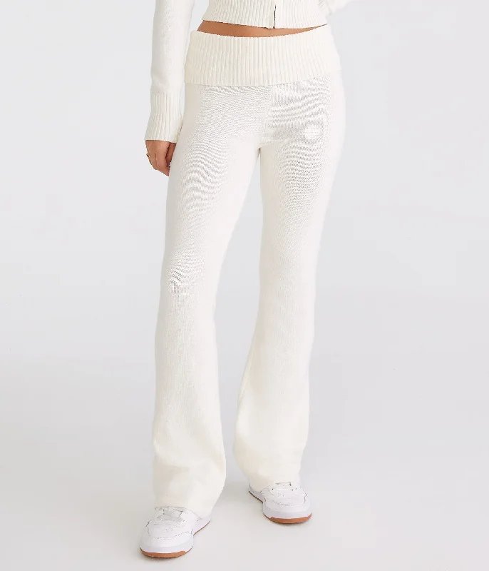 Aeropostale Flare Mid-Rise Fold-Over Sweater Pants