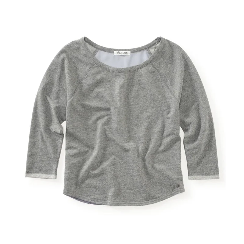 Aeropostale Womens Scoop Crew Sweatshirt, Grey, Medium