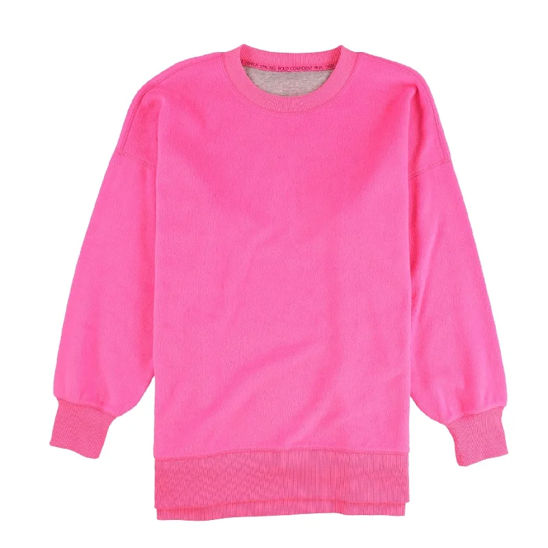 American Eagle Womens Fuzzy Crew Neck Sweatshirt, Pink, Medium