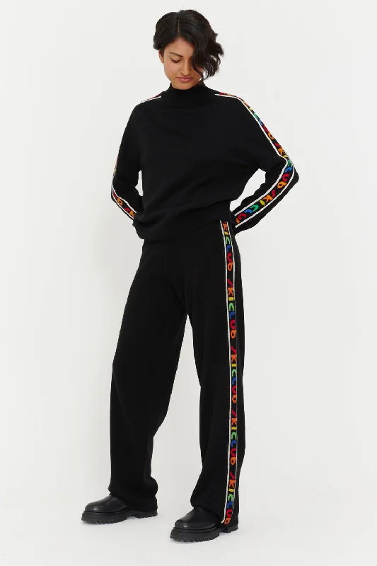 Black Wool-Cashmere Ski Club Track Pants