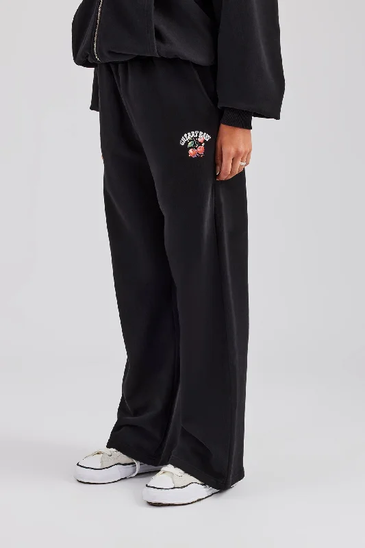 Cherry Baby Wide Leg Jogger - Black