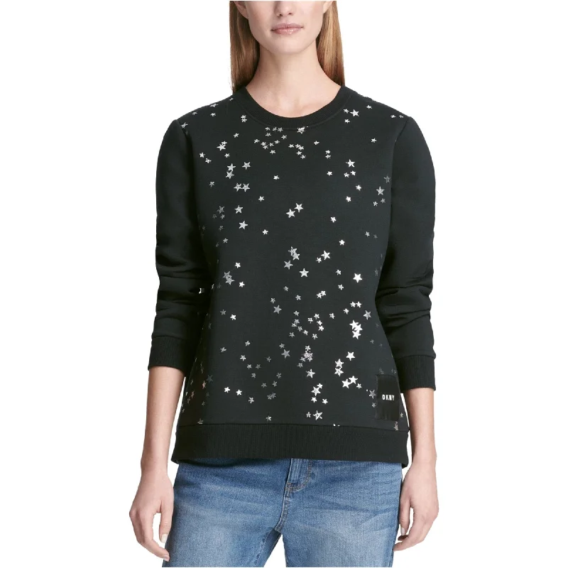 DKNY Womens Everywhere Star Sweatshirt, Black, X-Small