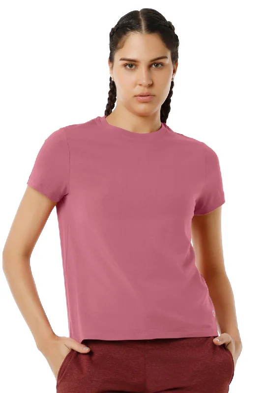 Essential Basic Short Sleeve Round Neck T-Shirt - Heather Rose