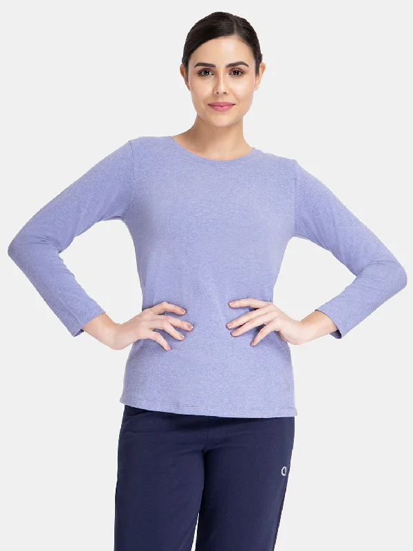 Essential Long Sleeve Round Neck T-Shirt - Infinity Blue Marl