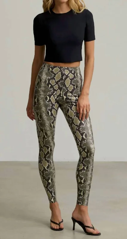 Faux Leather Animal Legging W Perfect Control In Neon Snake