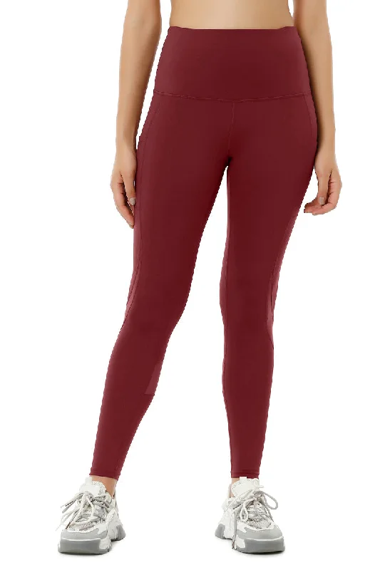 Flaunt Panelled High Rise Active Leggings - Chocolate Truffle