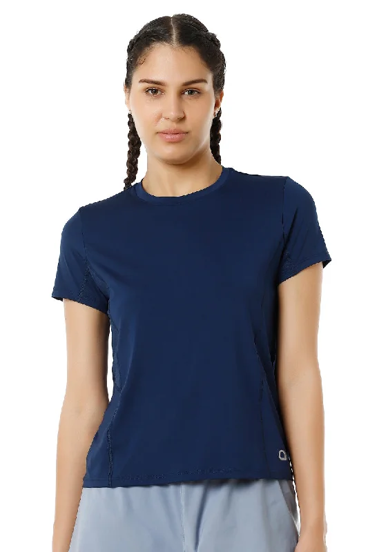 Flaunt Short Sleeve Round Neck Workout T-Shirt - Pageant Blue