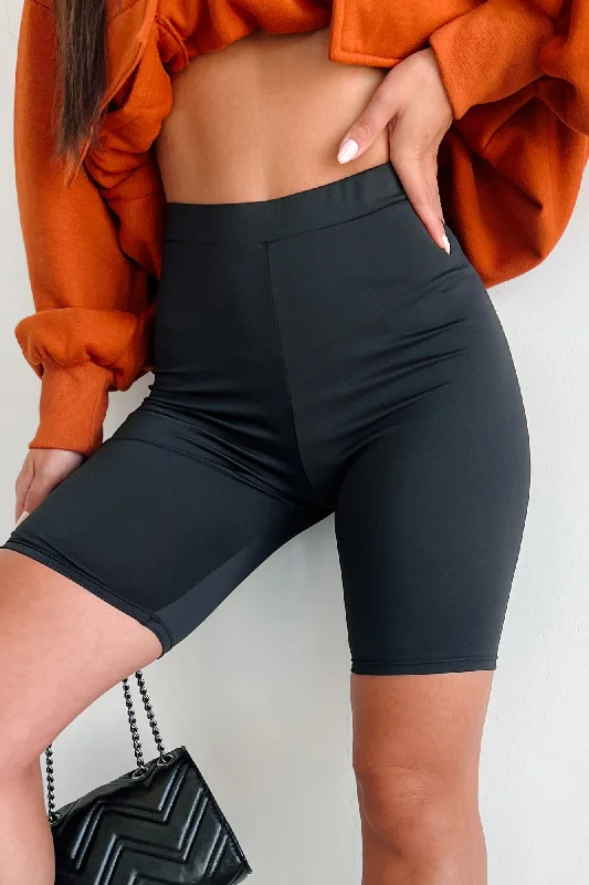 Hustle For The Muscle High Waist Biker Shorts (Black)