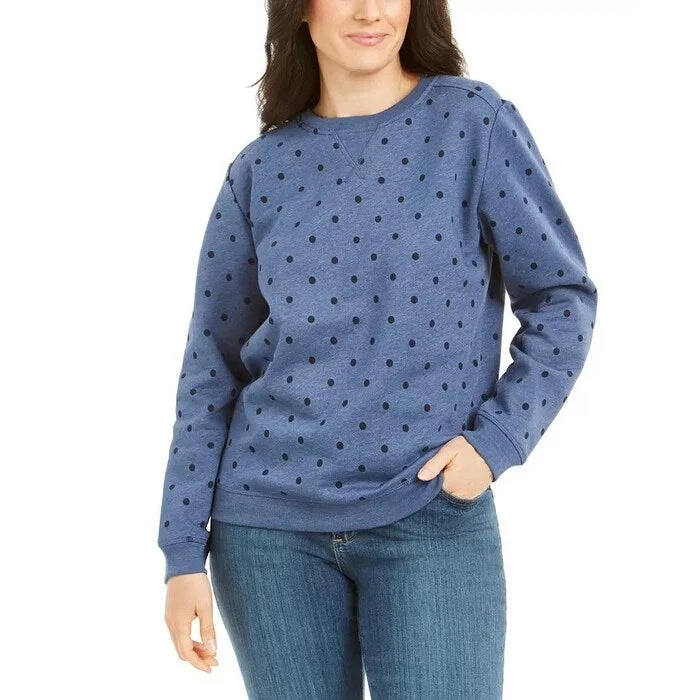 Karen Scott Women's Sport Dot Print Sweatshirt Blue Size Medium