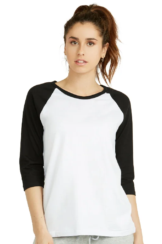 COTTONBELL LADIES BASEBALL TEE (LBT001C_WH/BK)