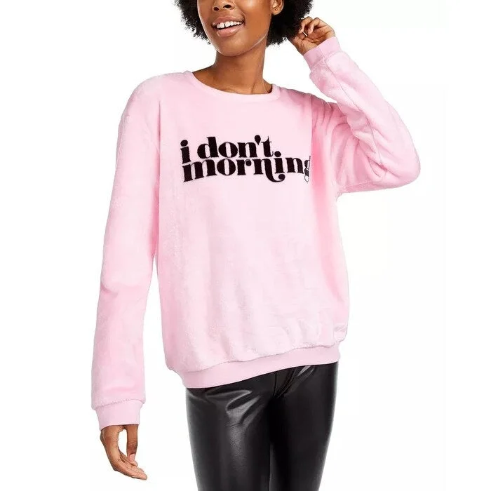 Love Tribe Junior's I Don't Morning Plush Sweatshirt Pink Size Medium