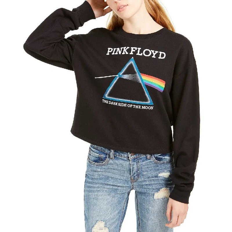 Love Tribe Junior's Pink Floyd Cropped Graphic Sweatshirt Black Size Medium