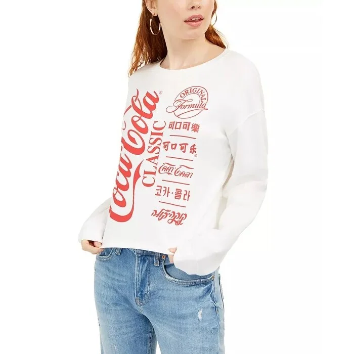 Love Tribes Juniors' Coca-Cola Graphic Sweatshirt White Size Large