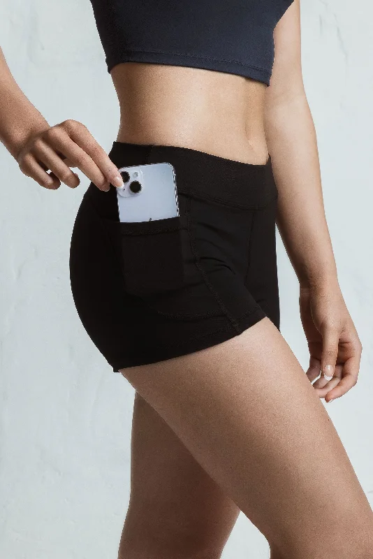 Luxe Black Shorts with side pocket