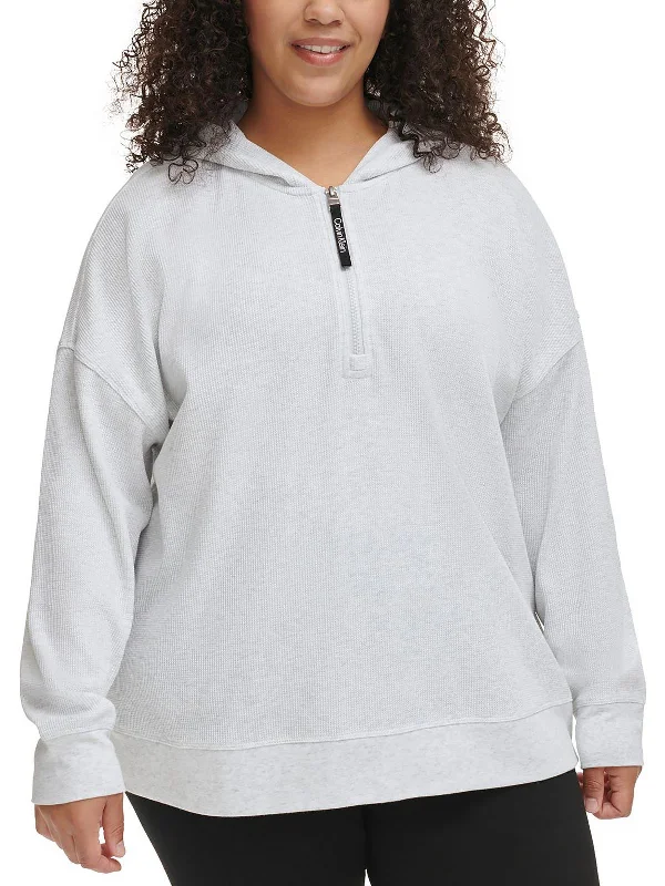 Plus Womens Thermal 1/4 Zip Hoodie