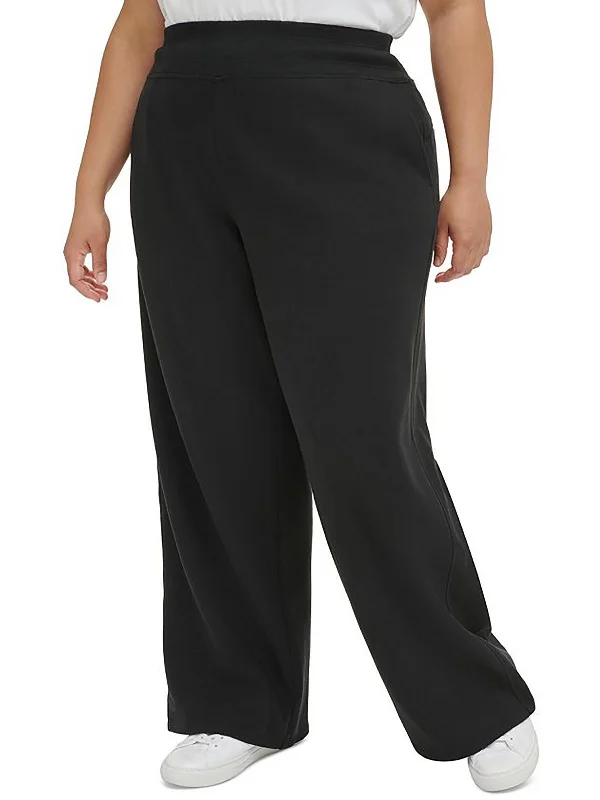 Plus Womens Wide Leg Fitness Sweatpants