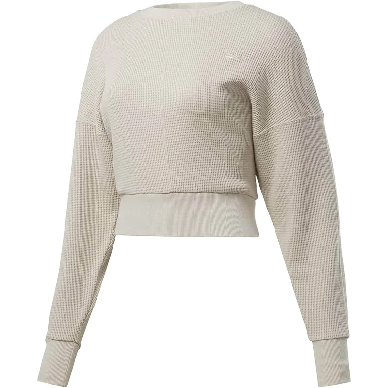 Reebok Womens Studio Layer Crop Sweatshirt, Beige, Small