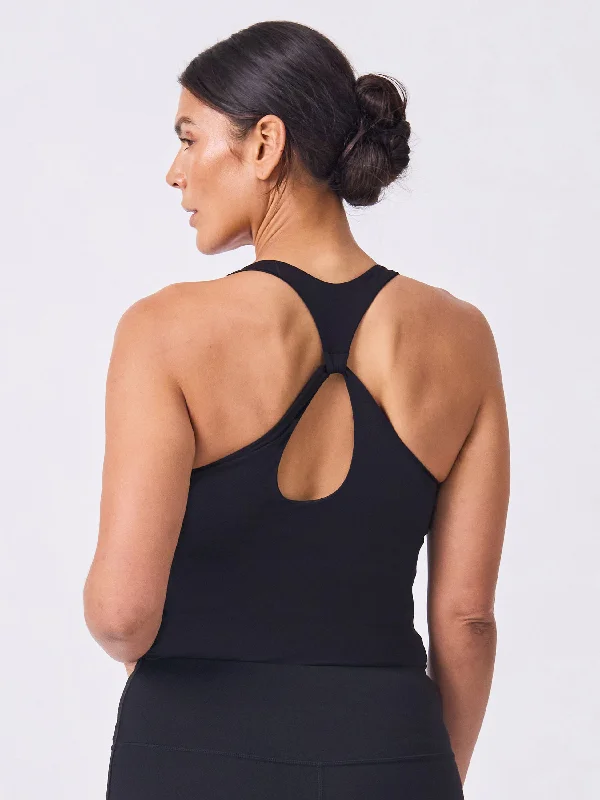 Soft Touch Keyhole Back Tank - Black