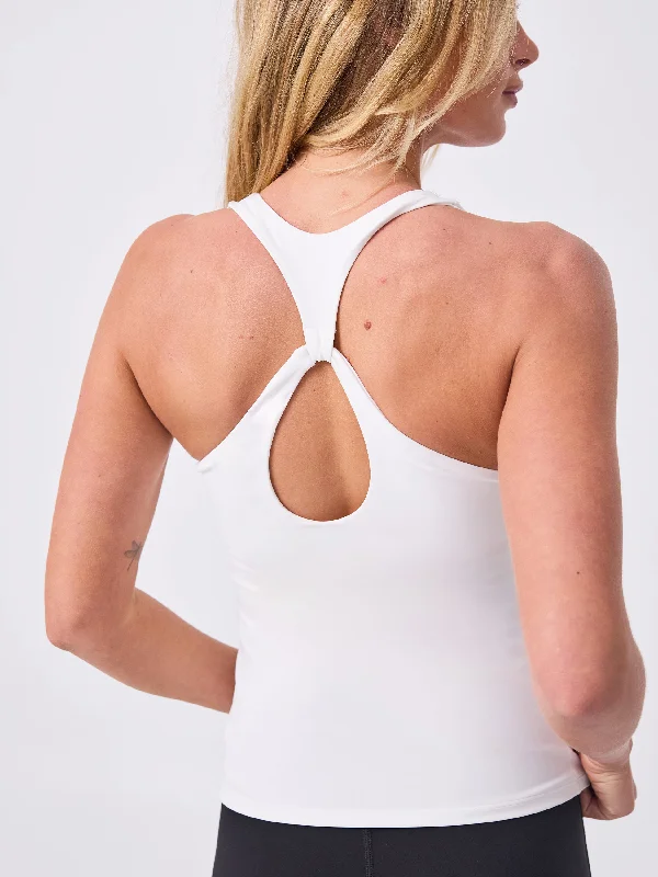 Soft Touch Keyhole Back Tank - White