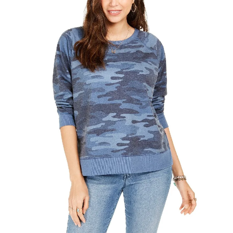 Style & Co Women's Camo Sweatshirt Blue Size Large