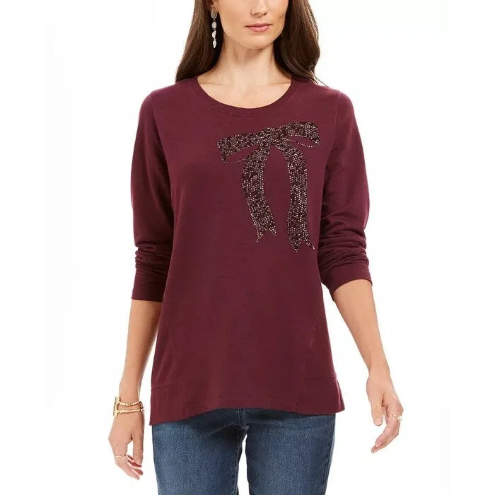 Style & Co Women's Embellished Whimsy Sweatshirt Medium Purple Size Medium