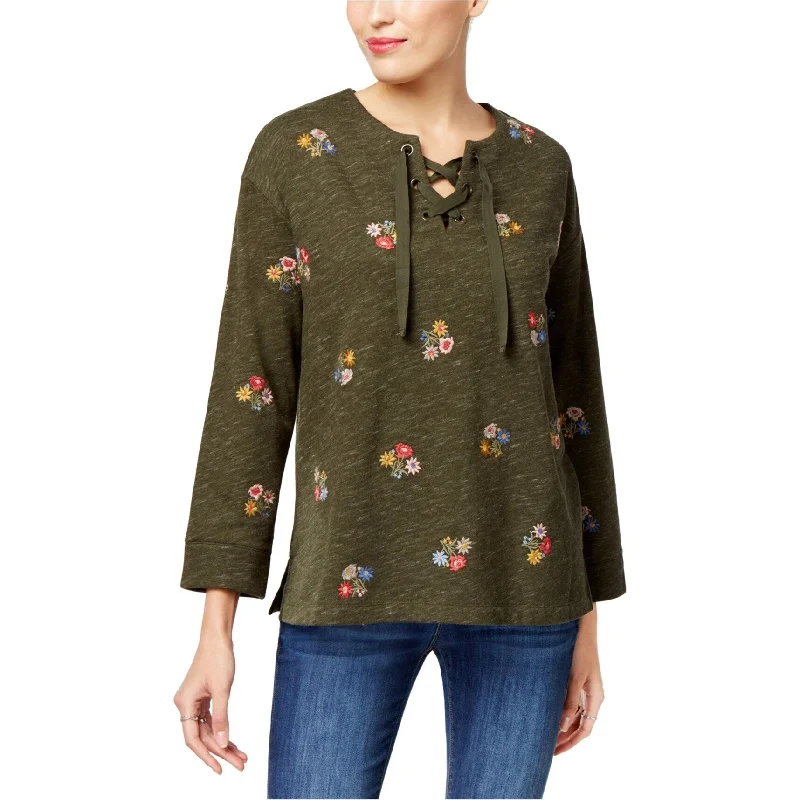 Style & Co. Womens Lace-Up Sweatshirt, Green, Small