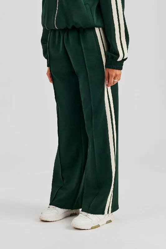 Taping Wide Leg Track Pant - Bottle Green