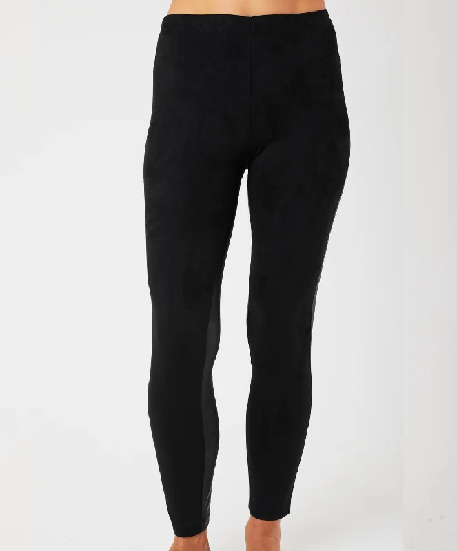 Vegan Leather/suede Pant In Black