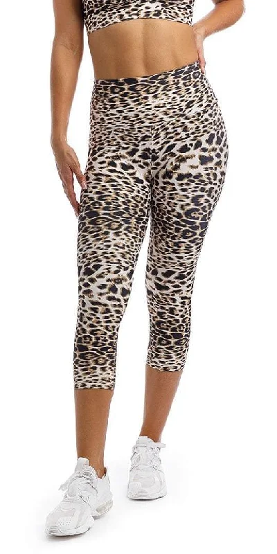 White Cheetah Capri Leggings