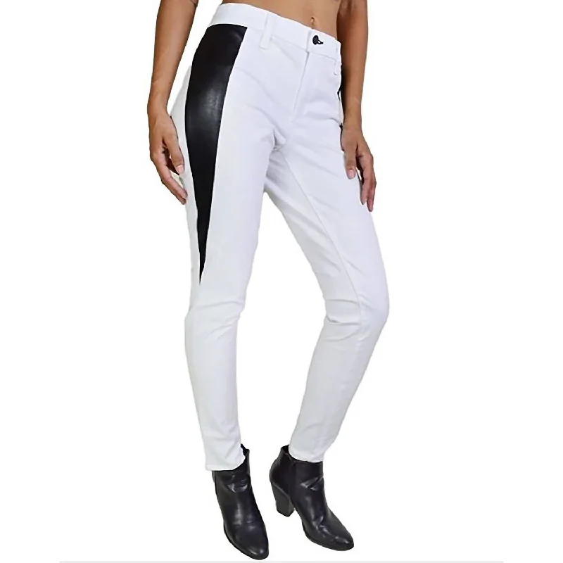 Women Leather Pop Leggings In White