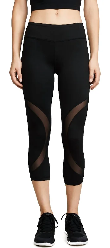 Women Rao Mesh Panels Activewear Leggings In Caviar