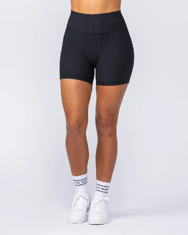 Zero Rise Rib Midway Shorts - Black (Silicone Logo)